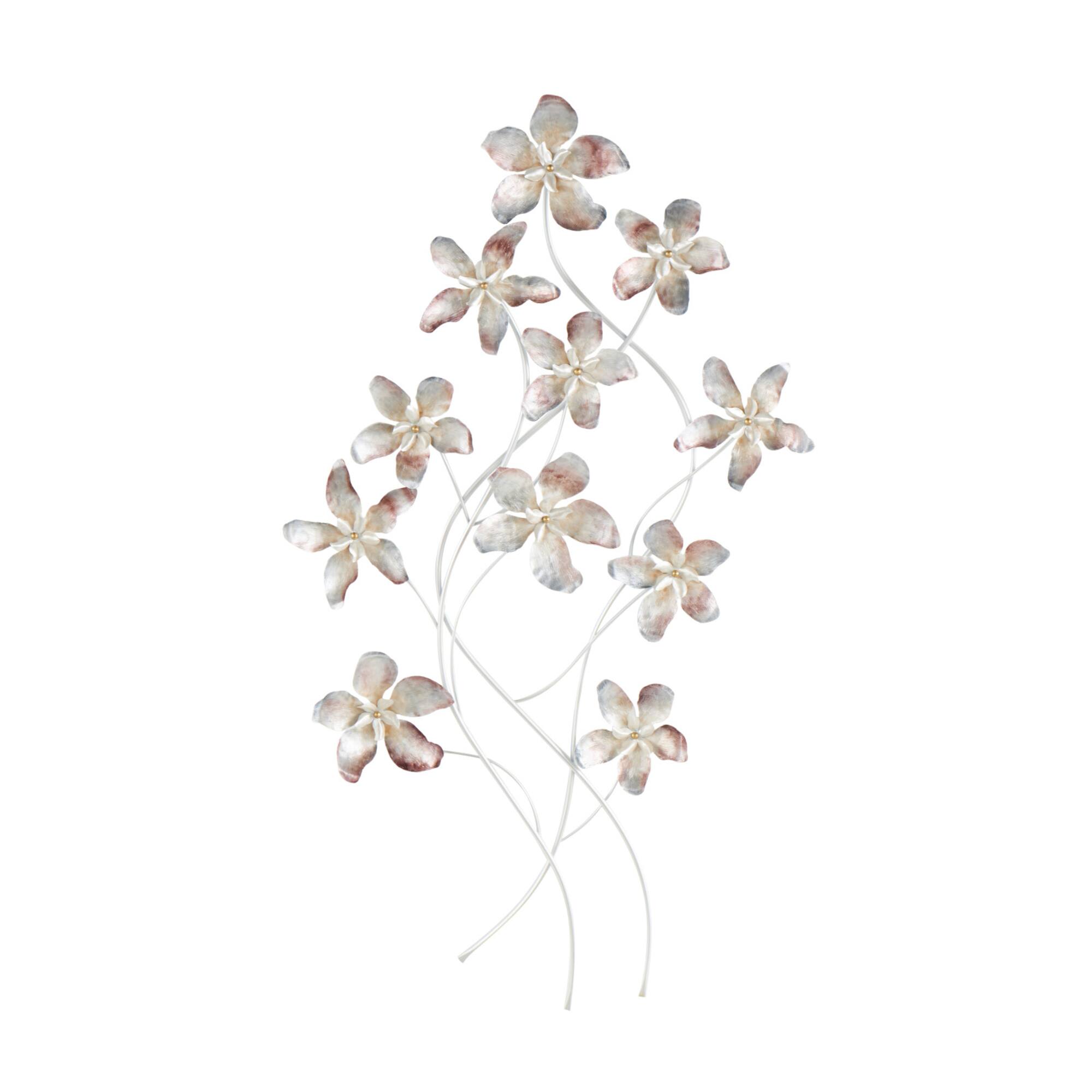 39" x 21" Multicolored Metal Floral Wall Décor with Silver Stems
